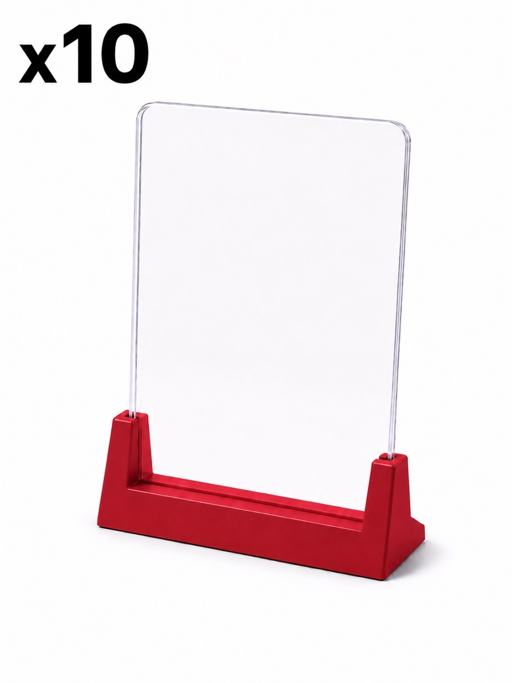 (10) Red Trading Card Single Top Loader Display Stand (Set of 10)